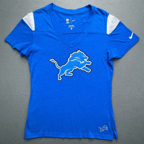 Nike Tops - Nike Women NFL Detroit Lions V-Neck Team‎ Apparel T-Shirt Honolulu Blue M